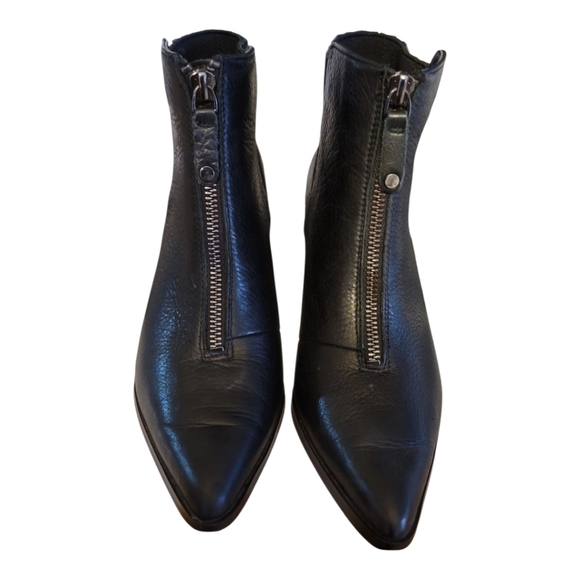 ANTHROPOLOGIE, Avec Les Fellis, Size 6.5 Zip Upp Black Leather Bootie, Euc - Picture 11 of 14
